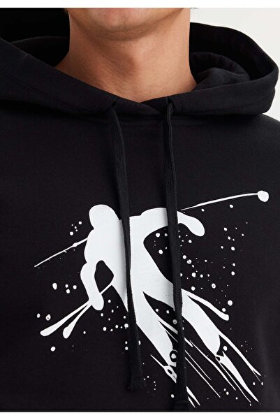 WESTMARK LONDON Ανδρικό φούτερ με μαύρη στάμπα με κουκούλα, βαμβακερή κανονική εφαρμογή WMINK SKI