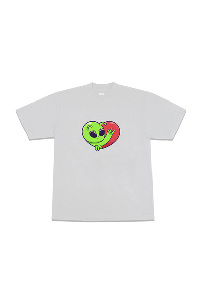 FECCY Tricou oversize unisex cu imprimeu Healien alb
