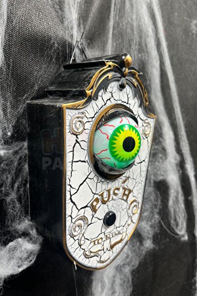 Huzur Party Store Beyaz Gold Oynar Gözlü Kapı Zili 4 Farklı Zil Sesi Asma Aparatlı 18x11 Cm Halloween Cadılar Bayramı