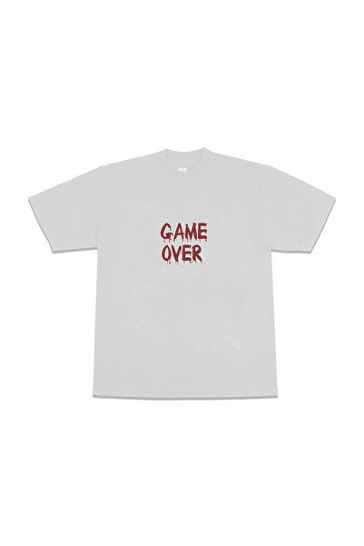 FECCY Tricou oversize unisex alb cu imprimeu Game Over
