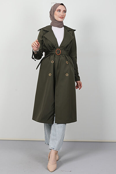 Giza Giyim Arm Belted Trench Arm Green