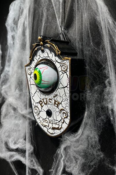 Huzur Party Store Beyaz Gold Oynar Gözlü Kapı Zili 4 Farklı Zil Sesi Asma Aparatlı 18x11 Cm Halloween Cadılar Bayramı