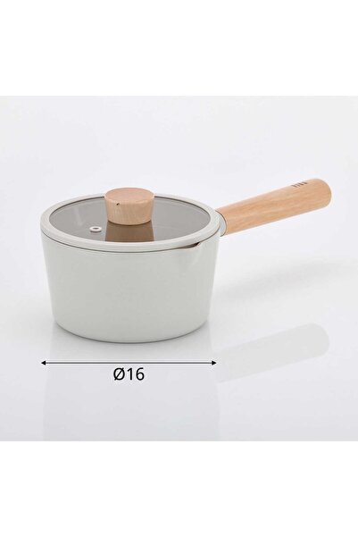 NEOFLAM Fika Alüminyum Döküm Süt Tavası Cam Kapaklı 16cm Bej 1 Adet