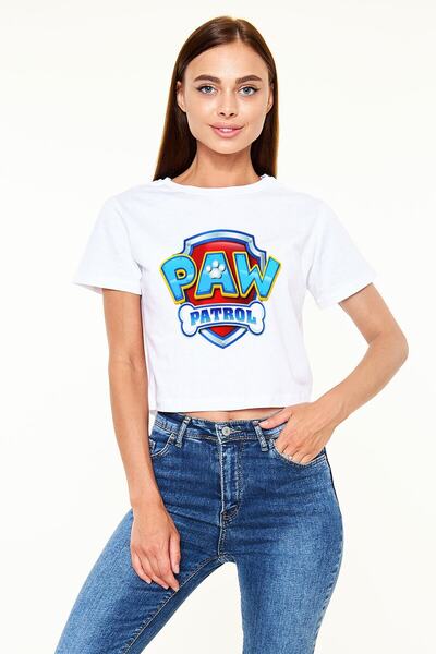 Adrift Ko Buta Paw Patrol Beyaz Croptop Tişört Ct6430
