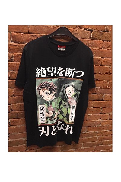 Adrift BLUE Anime Unisex Demon Slayer Tanjiro Nezuko Tricou imprimat pe spate...