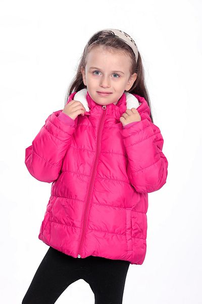 VODENS Girl's Thick Water Repellent Fuchsia Coat with Fleece Underwear