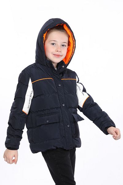 VODENS Boy's Water Repellent Dark Blue Jacket with Fleece Inner Thick Pieces