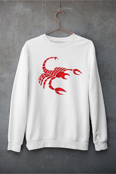 Raf Coll Unisex Oversize Crew Neck Scorpion Zodiac Design Ψηφιακή εμπριμέ φούτερ με δύο νήματα εσωτερικά ανυψωμένα