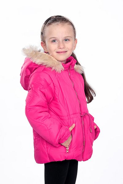 VODENS Girl's Thick Shearling Water Repellent Fuchsia Coat with Fleece Underwear