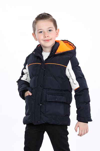 VODENS Boy's Water Repellent Dark Blue Jacket with Fleece Inner Thick Pieces