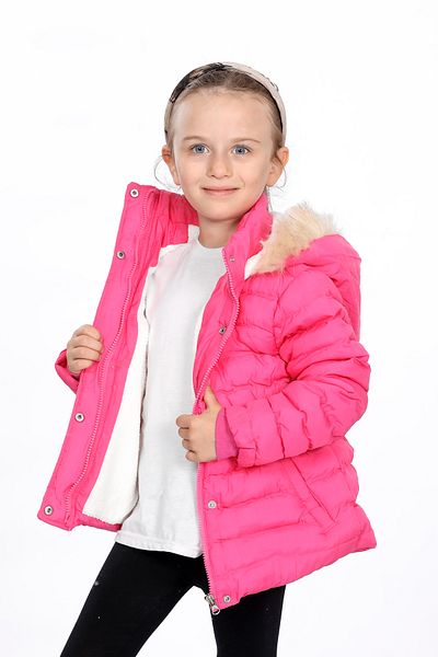 VODENS Girl's Fleece Thick Filled Water Repellent Fuchsia Coat