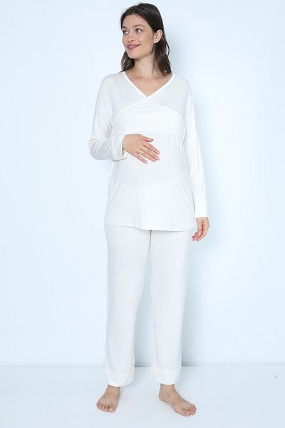 Miss Dünya Lissa Long Sleeve Maternity and Pregnant Pajamas Set Suitable for Breastfeeding