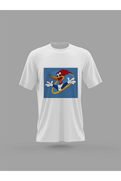 Adrift MAVİ Woody Woodpecker Ağaçkakan Çizgi Film Nostalji Baskılı T-shirt PNRMTSHRT4160