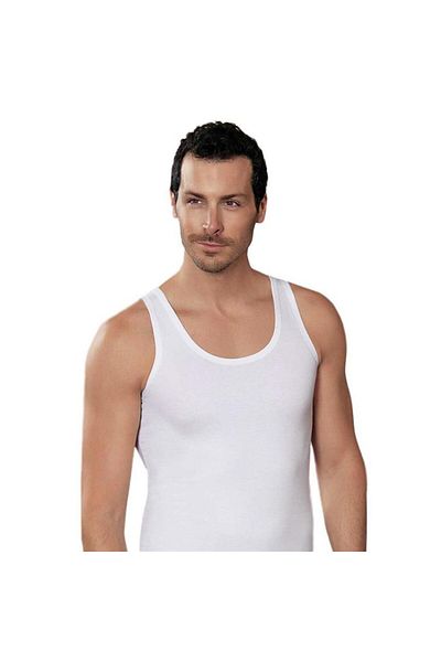 Şahinler Men's Lycra Single Jersey Tank Top White E066