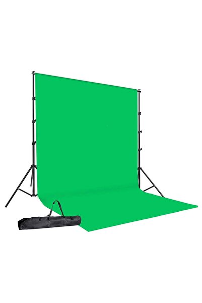 cazipshop Ürün Çekimi Fotoğraf Ve Stüdyo Çekimleri Için Yeşil Fon Perde + Stant 2x3 Metre Stand+fon