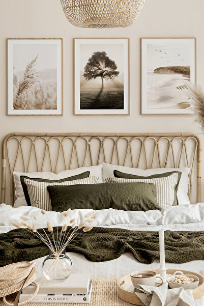 Artavessa 3 Parça Ahşap Çerçeve Görünümlü Mdf Tablo Seti