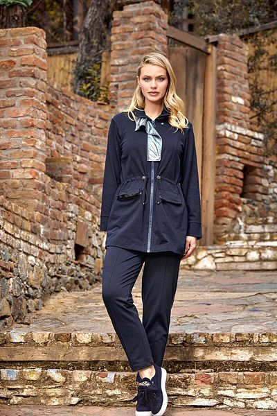 Cossy By Aqua 24352 Women's Navy Blue Stand Collar Sports 2-Piece Tracksuit Set