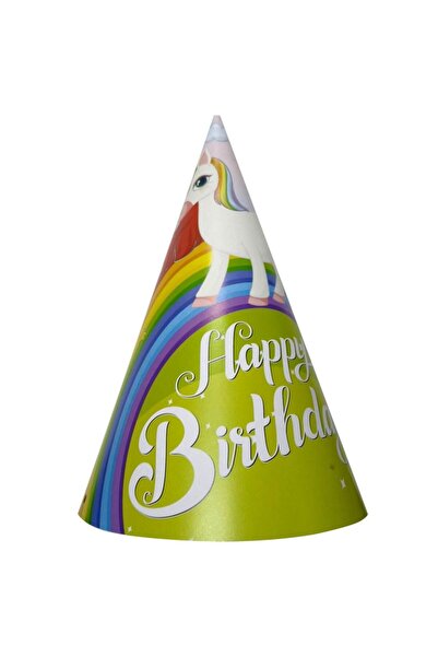 DÜVENCİ TİCARET Unicorn Happy Birthday Şapka 8 Li