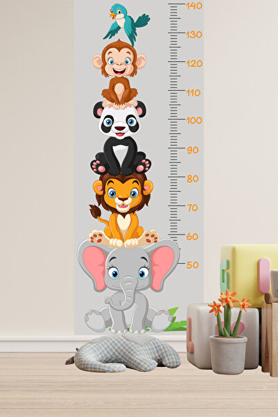 Echo Home Sevimli Safari Hayvanları Boy Ölçüm Cetveli Boy Ölçer Sticker
