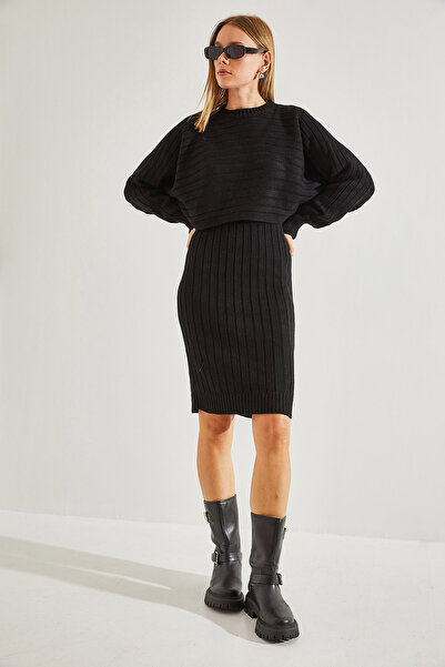 Bianco Lucci Női kötöttáru pántos ruha pulóver dupla szett