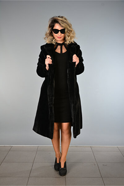 FUREVER FASHION Lutr Kürk Şal Yaka Manto
