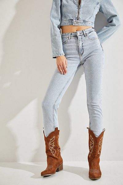 Bianco Lucci Women's Laser Cut Denim Trousers