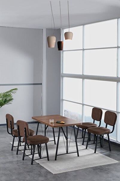 Mygusi Hayat 4 Sandalyeli Mutfak Masa Amalfi (CEVİZ)