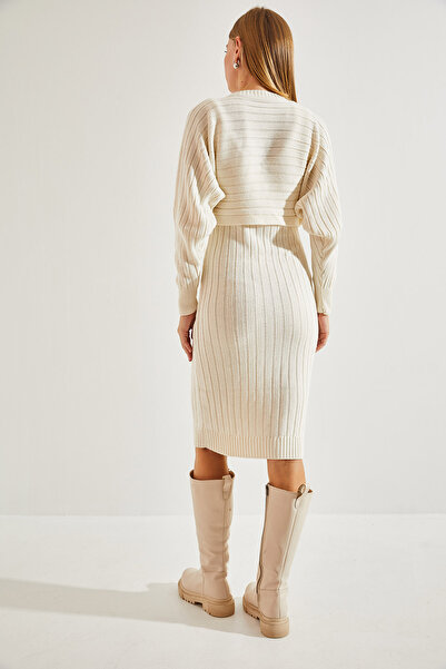 Bianco Lucci Női kötöttáru pántos ruha pulóver dupla szett