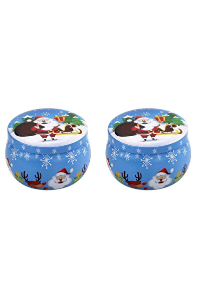 Beauty Box 2 Adet Noel Baba Yılbaşı Metal Mumluk Kutusu Saklama Kutusu 2.2oz