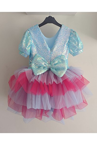 babysmile Kız Çocuk Mavi Tütülü Elbise