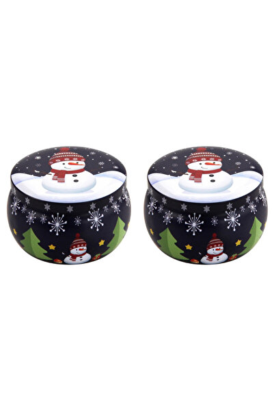 Beauty Box 2 Adet Kardan Adam Yılbaşı Metal Mumluk Kutusu Saklama Kutusu 2.2oz