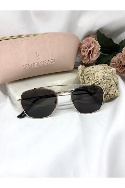 Di Caprio Oliv Rose Detailed Light Black Women's Sunglasses