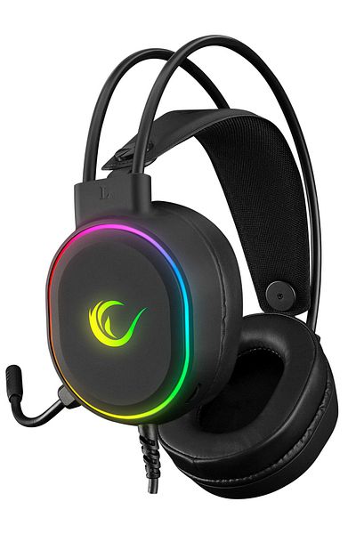Rampage Căști pentru jocuri Rogue Black USB 7.1 RGB LED cu microfon flexibil