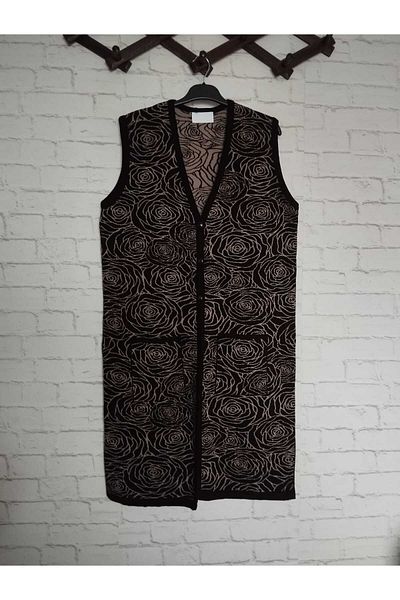 anne moda ankara winter, 1st quality steel, acrylic knitted, 2 pockets, 3 buttons, V-neck extra long knitwear vest