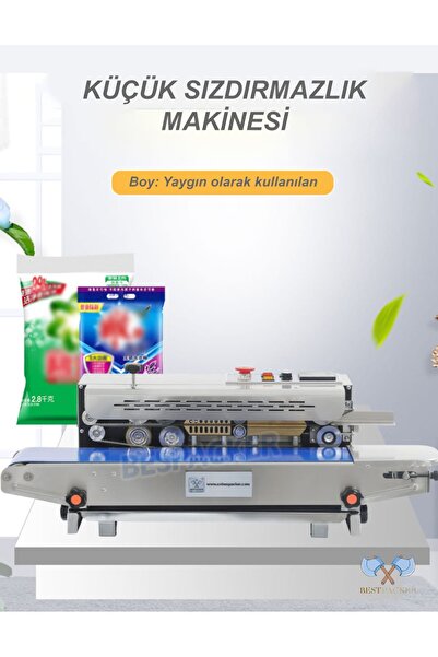 BESTPACKER FR-770 Paslanmaz Tarih Kodlamalı Konveyörlü Poşet Ağzı Kapatma Mak...