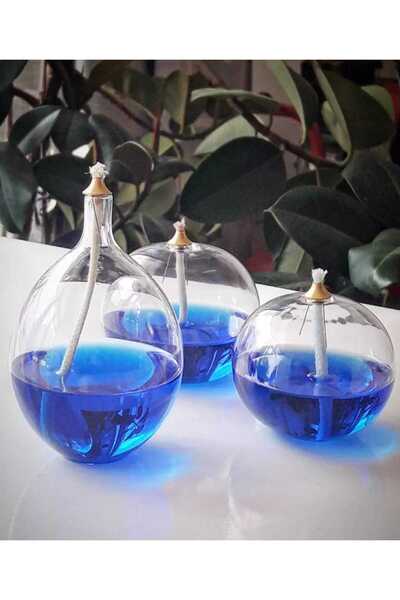 LEYLA CAM SANATLARI CAM KANDİL 3 LÜ + KANDİL YAĞI