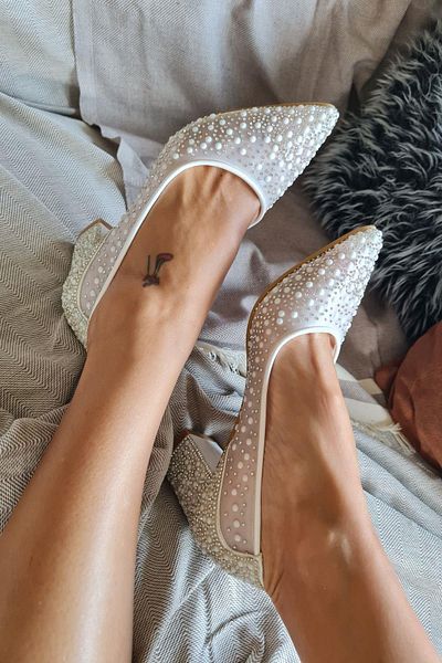 Topukla Footwear 135 5465KT Heeled Women's Pearl Short Heeled Evening Dress Shoes