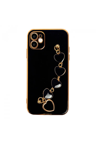 Ally Iphone 12 6.1inç Kılıf Kalp Bileklik Tutuculu Lüx Silikon Askılı Kılıf S...