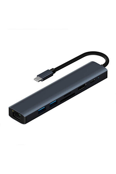 Ally BYL-2303 7 IN 1 Type-c To USB + Type-c + Ethernet + Kart Okuyucu + HDMI ...