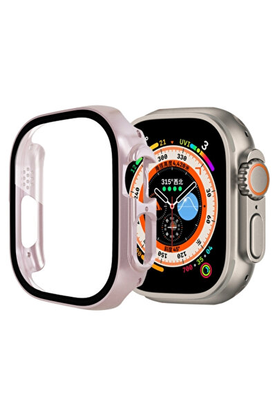 Ally Apple Watch Ultra 49mm Için Hard Pc Full Koruma Sert Armor Zırh Kılıf Pembe