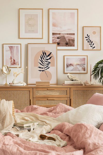 Artavessa 6 Parça Ahşap Çerçeve Görünümlü Mdf Tablo Seti