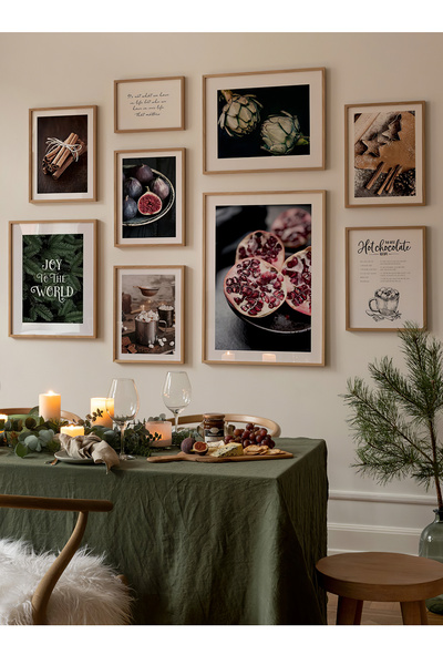 Artavessa 9 Parça Ahşap Çerçeve Görünümlü Mdf Tablo Seti