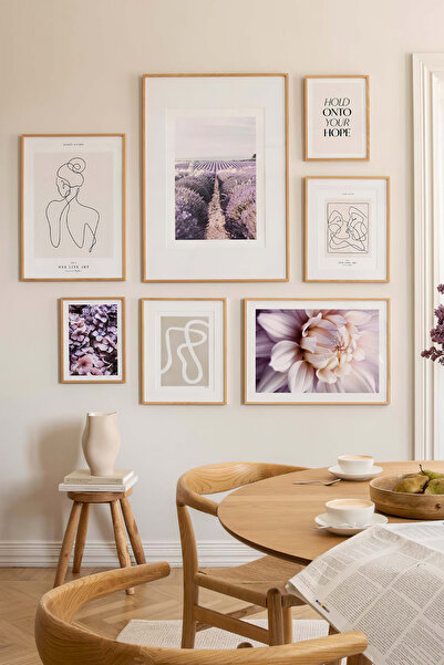 Artavessa 7 Parça Ahşap Çerçeve Görünümlü Mdf Tablo Seti