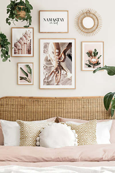 Artavessa 5 Parça Ahşap Çerçeve Görünümlü Mdf Tablo Seti