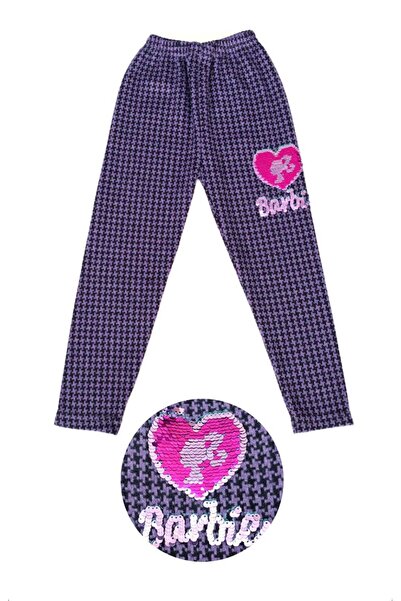 Elvinsa Purple Sequin Detailed Sweater Patterned Winter Girl's Leggings