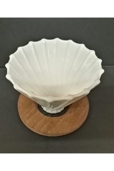 Grossberg Coffee Ahşap Stantlı V60 Dripper Beyaz