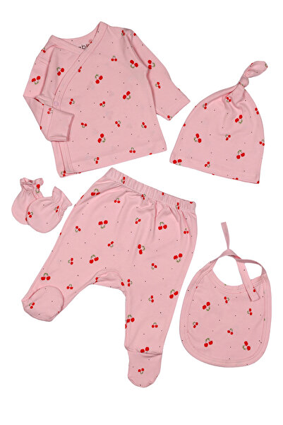 Melekpare مجموعة من 5 قطع من القطن العضوي بنقشة الكرز مقاس 50 سم تم إصدارها م...