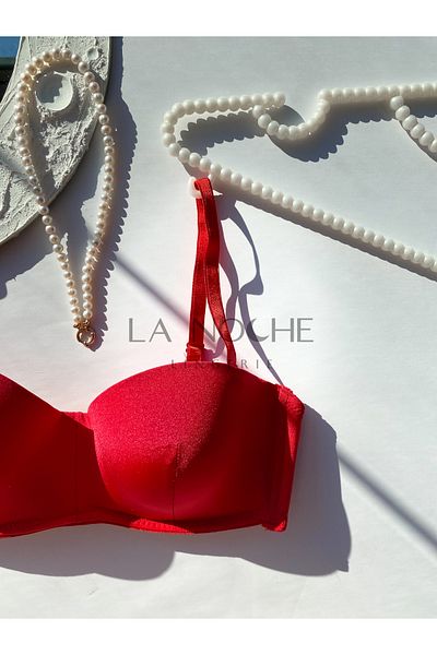 La Noche Lingerie Red Lotus Push-Up Whole Cup Detachable Strap Strapless Bra