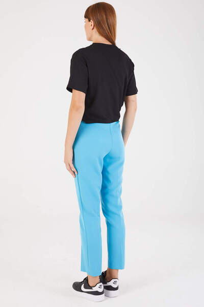 STİLPİX Women's Turquoise Zippered Fabric Pants| Women's Turquoise Zippered Fabric Trousers