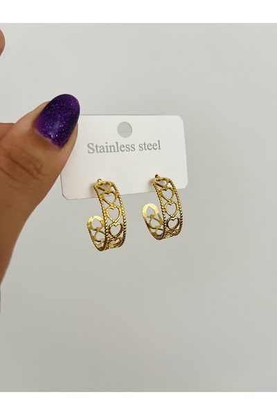 Hoop jewelery Steel Half Thick Heart Hoop Earrings